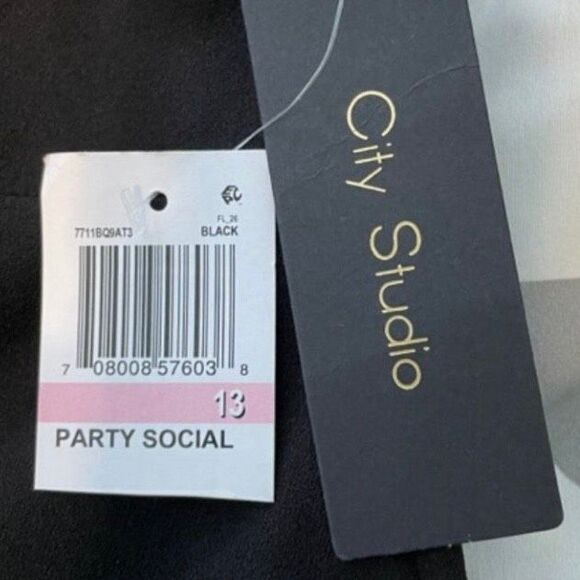 City Studio One Shoulder Mini Dress Black Asymmetrical A-Line Skater 13 - Picture 6 of 10